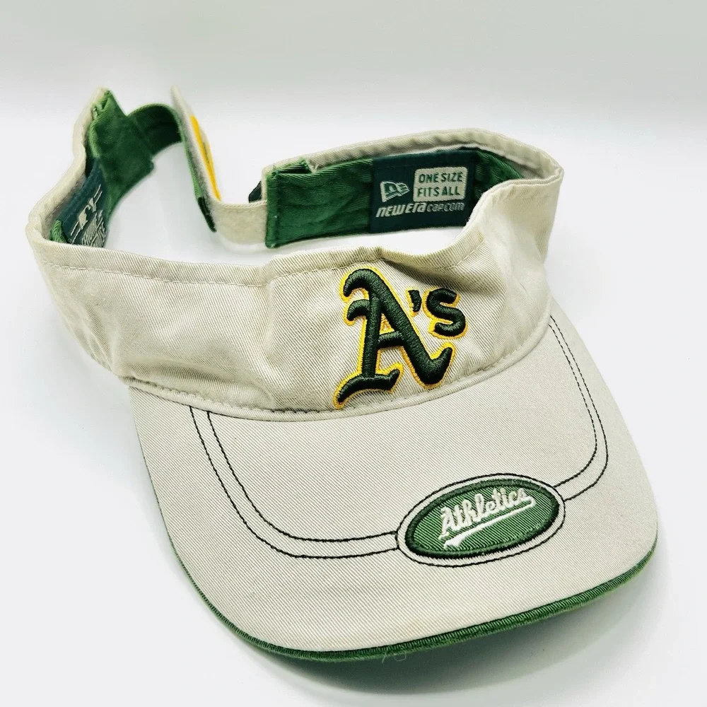 Oakland Athletics New Era Team Logo Visor Hat Cap Adjustable Strapback MLB Beige